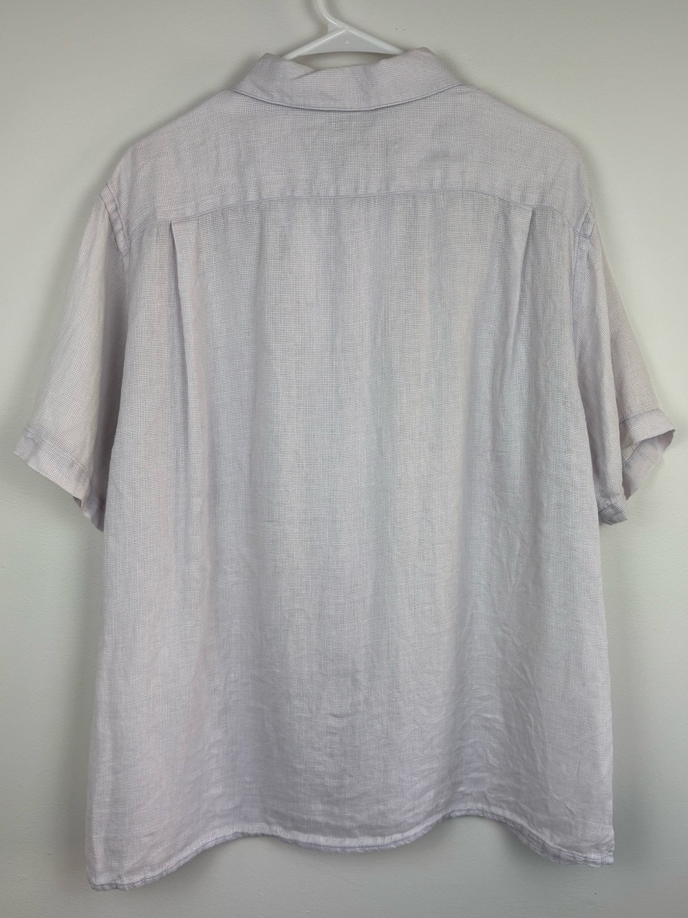 Banana Republic Irish Linen Large EUC Pale Gray Short-Sleeve Button-Up Shirt - Picture 4 of 6